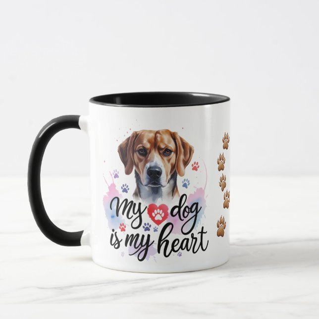 Mug combiné Amoureux des chiens aquarelle (15oz) (Gauche)