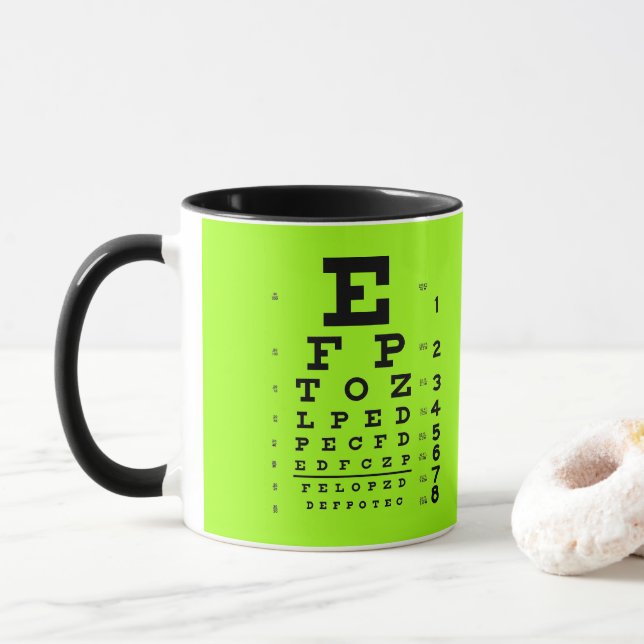 Mug Combiné vert et noir de diagramme d'oeil (Avec donut)