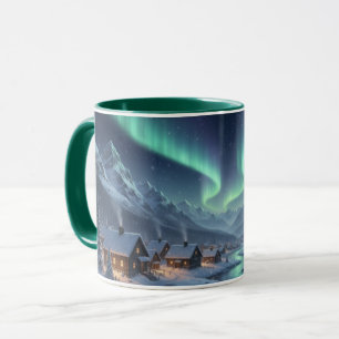 Mug Combiné Village enneigé Aurore Boréale