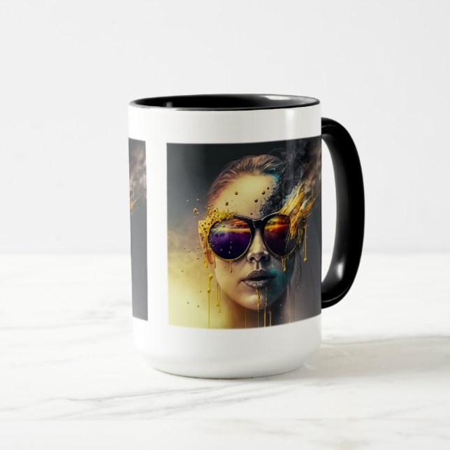 Mug combo de lunettes brûlantes, 15 oz (Devant droit)