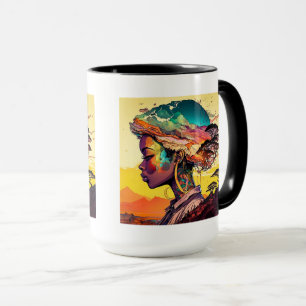 Mug Combo Femme Africaine, 15 oz