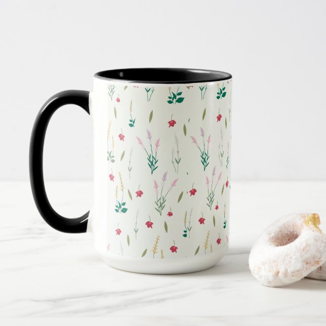 Mug Combo floral de printemps Motif de fleurs (Avec donut)