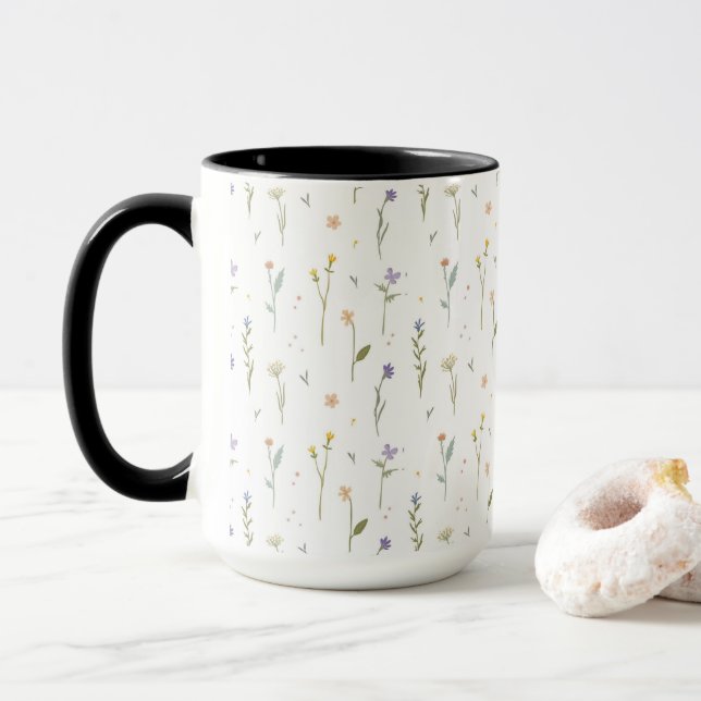 Mug Combo floral de printemps Motif de fleurs (Avec donut)