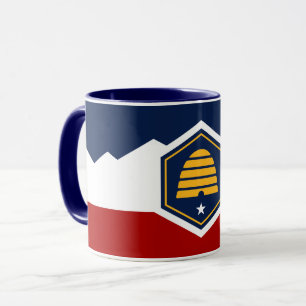 Mug Combo Noir avec drapeau de l'État de l'Utah, É