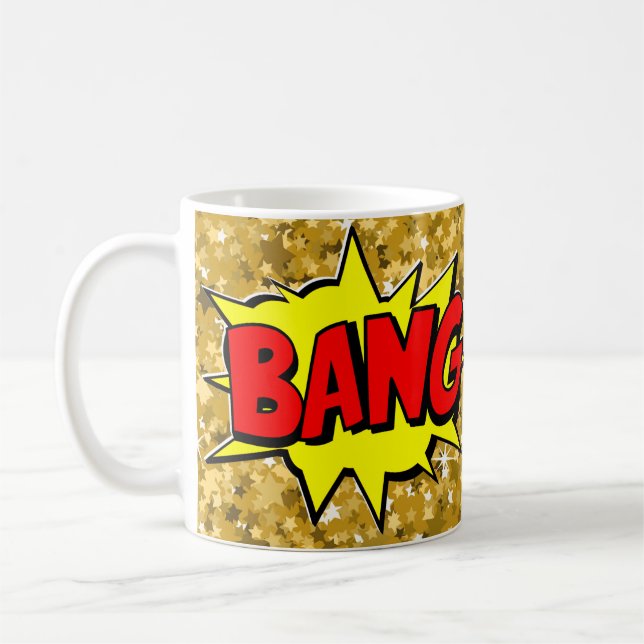 Mug Comic Pop Art Jaune Red BANG Novelty Funny Café (Gauche)