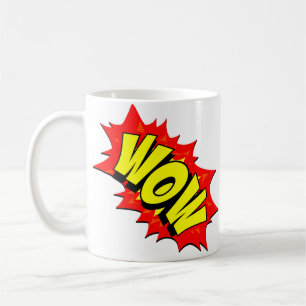 Mug Comic Pop Art Jaune Rouge WOW Novelty Funny