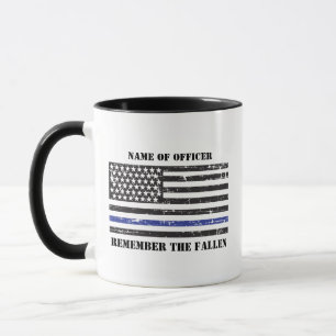 Mug Commémoratif, Personnalisé Mince Ligne Bleue Polic
