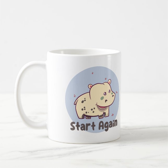 Mug Commencez à nouveau Kawaii bébé mignon hippo drôle (Gauche)