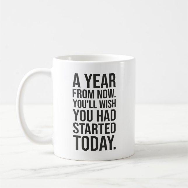 Mug Commencez aujourd'hui, Résolution du Nouvel An - M (Gauche)