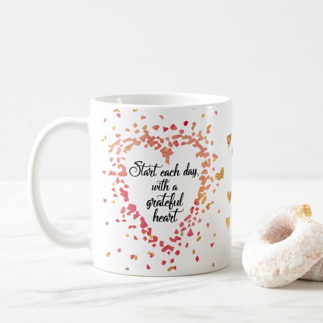 Mug Commencez chaque citation inspirée de coeur (Avec donut)
