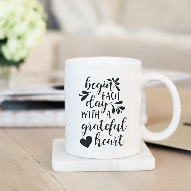 Mug Commencez Chaque Jour Avec Une Citation Coeur Grat (Créateur téléchargé)