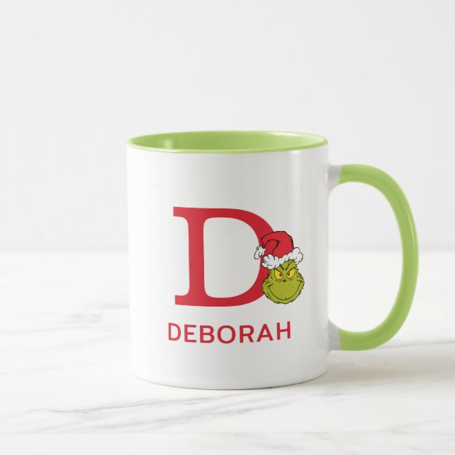 Mug Comment le Grinch a volé Noël | Nom & Monogramme D (Droite)