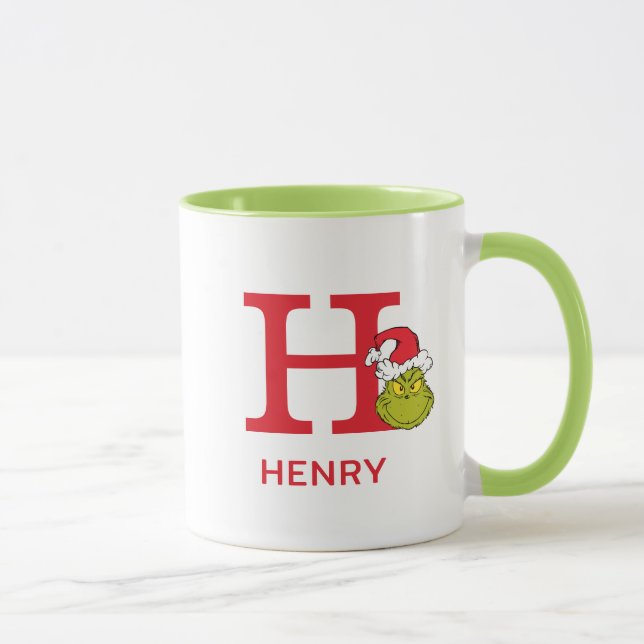 Mug Comment le Grinch a volé Noël | Nom & Monogramme H (Droite)