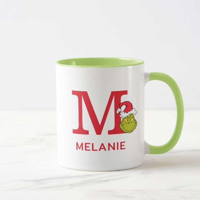 Mug Comment le Grinch a volé Noël | Nom & Monogramme M (Droite)