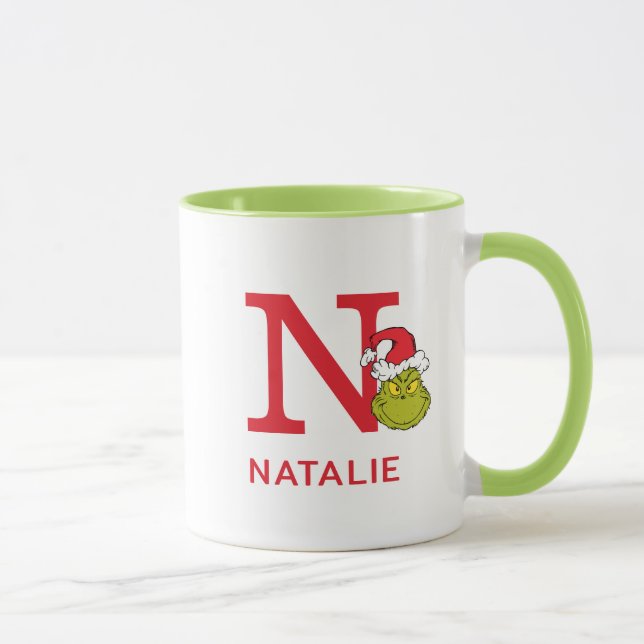 Mug Comment le Grinch a volé Noël | Nom & Monogramme N (Droite)