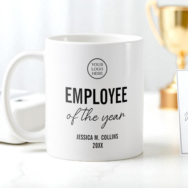 Mug Company Logo Business Employee Of the Year Award (Company Logo Business Employee Of the Year Award Coffee Mug)