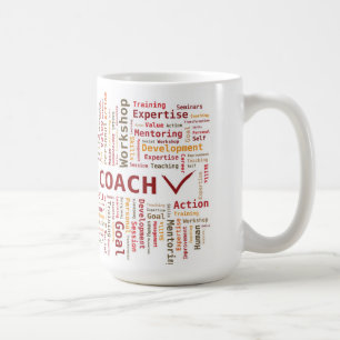 Mug Compétences de l'entraîneur Word Cloud - Rouge Ora