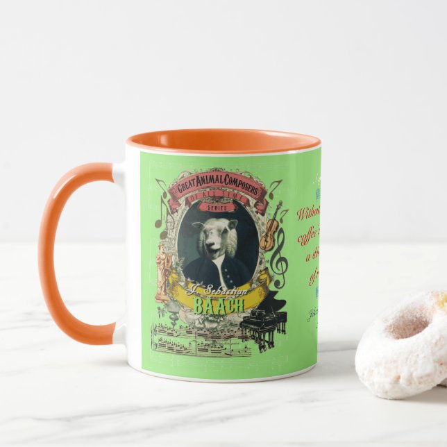 Mug Compositeur animal J.S. Bach de moutons drôles de (Avec donut)