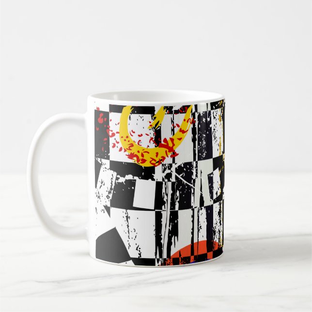 Mug Composition arrière - plan abstraite, avec traits, (Gauche)