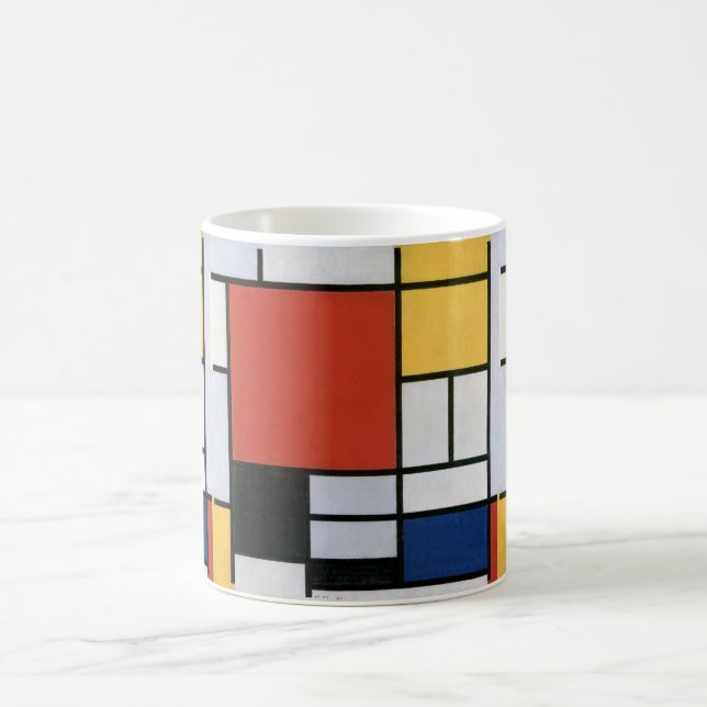Mug Composition avec Rouge Jaune Bleu & Noir Abstrait (Centre)