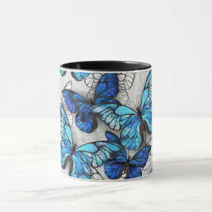Mug Composition des papillons blancs et bleus