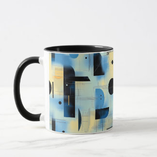 Mug Composition peinte abstraite en bleu et jaune