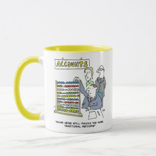 Mug Comptable utilisant un boulier. Comptable