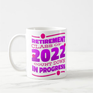 Mug compte à rebours à la retraite 2022 drôle rose