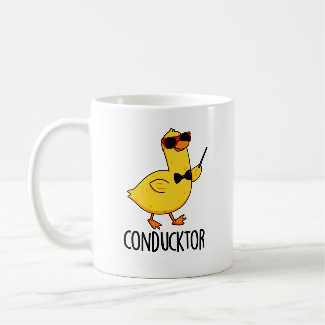 Mug Con-duck-tor Funny Music Conducteur Canard Pun (Gauche)