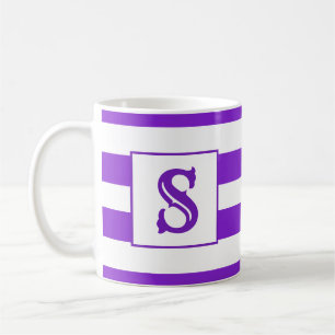 Mug Conception à rayures mignonnes violet unique initi