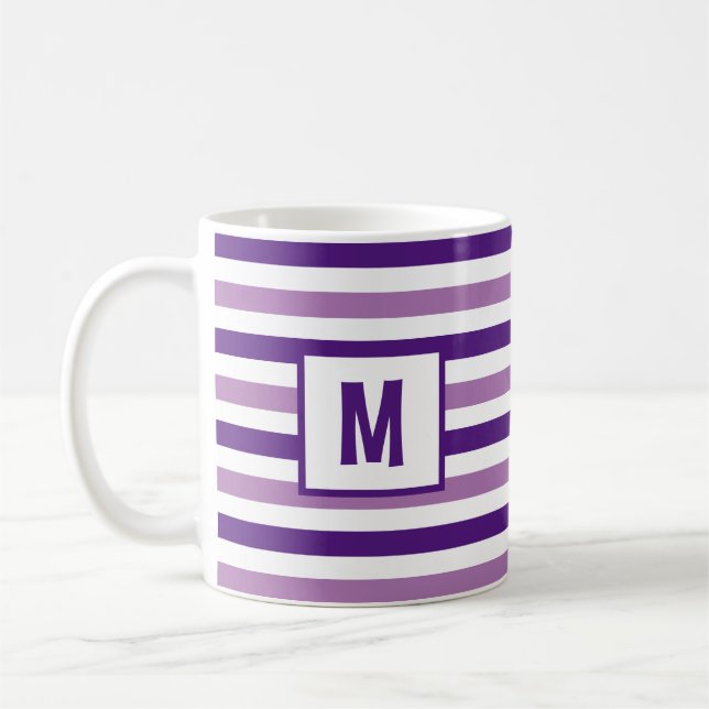 Mug Conception à rayures violettes et blanches unique  (Gauche)