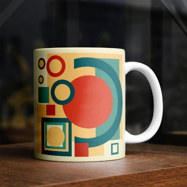 Mug Conception Abstraite de Style Rétro Géométrique au (Retro Geometric Risograph Style Abstract Design. Coffee Mug)
