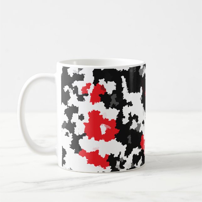 Mug Conception abstraite irrégulière rouge noir blanc (Gauche)