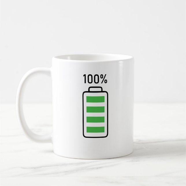 Mug Conception amusante de charge de batterie Café & T (Gauche)