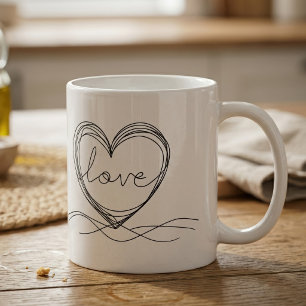 Mug Conception artistique de ligne continue de cœur av