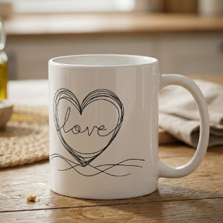 Mug Conception artistique de ligne continue de cœur av