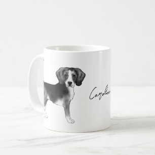 Mug Conception beagle Chien En Noir Et Blanc Avec Nom