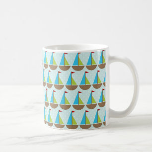 Mug Conception bleue mignonne de voilier pour des