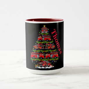 Mug Conception d'arbre de Noël en camions de pompiers