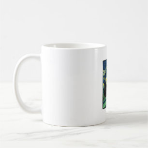 Mug Conception de chemise vectorielle de paysage noctu