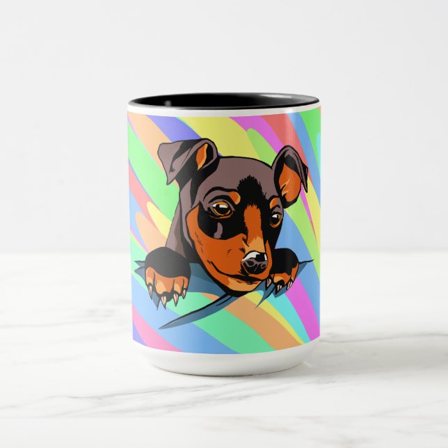 Mug Conception de chiot teckel noir mignon (Centre)