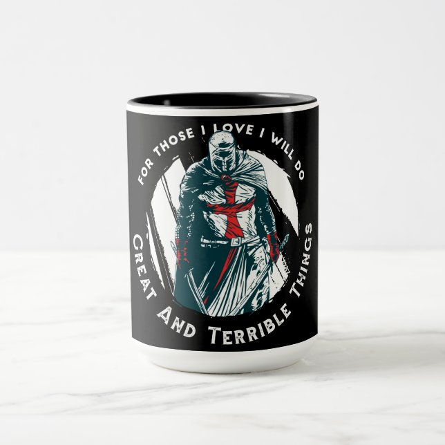 Mug Conception de citation de chevalier courageux (Centre)