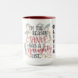 Mug Conception de citation de Noël ludique avec liste 