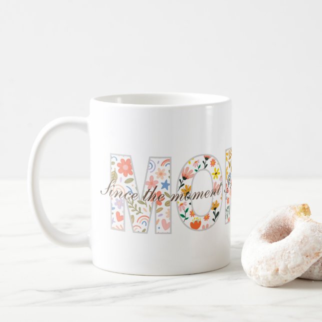 Mug Conception de citation sentimentale de fleurs past (Avec donut)