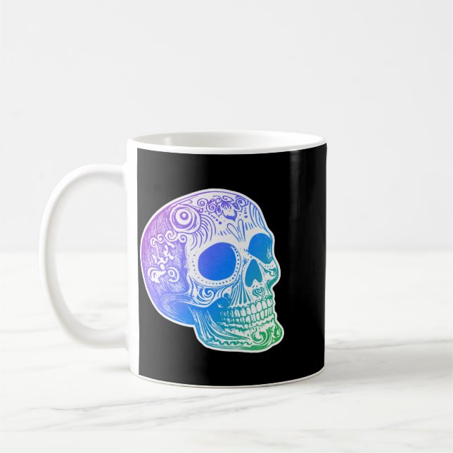 Mug Conception de crâne de sucre à gradient de calaca  (Gauche)
