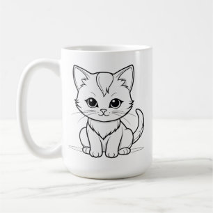 Mug Conception de dessin au trait de chat stylisé-5231