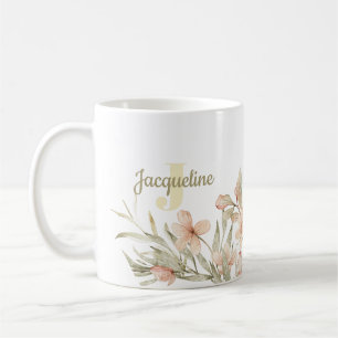Mug Conception de fleur de bébé ciel rose pastel monog