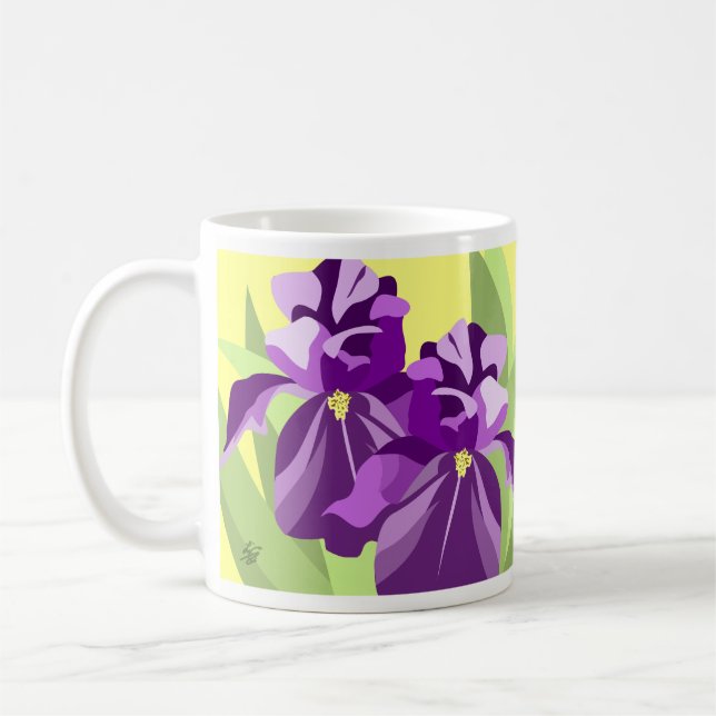 Mug Conception de fleur d'iris pourpre (Gauche)