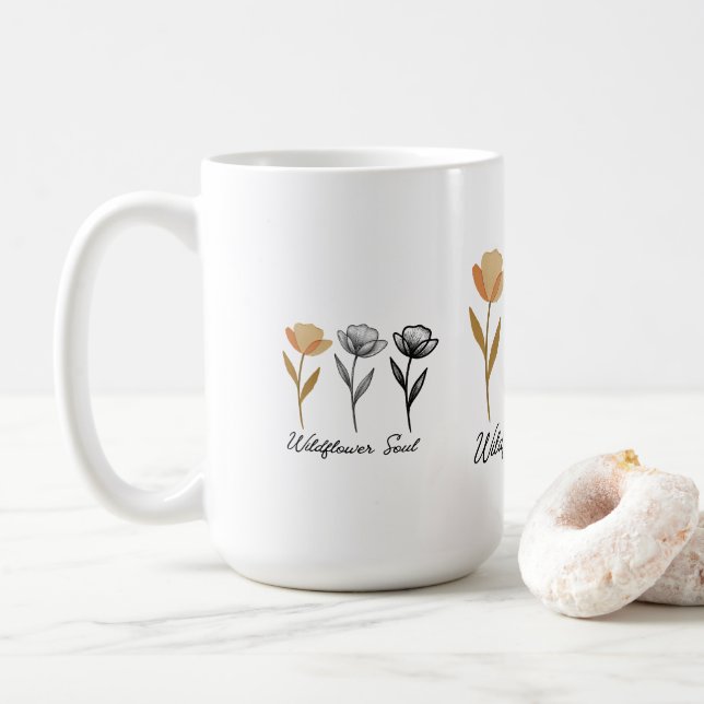 Mug Conception de fleurs sauvages tendance (Avec donut)