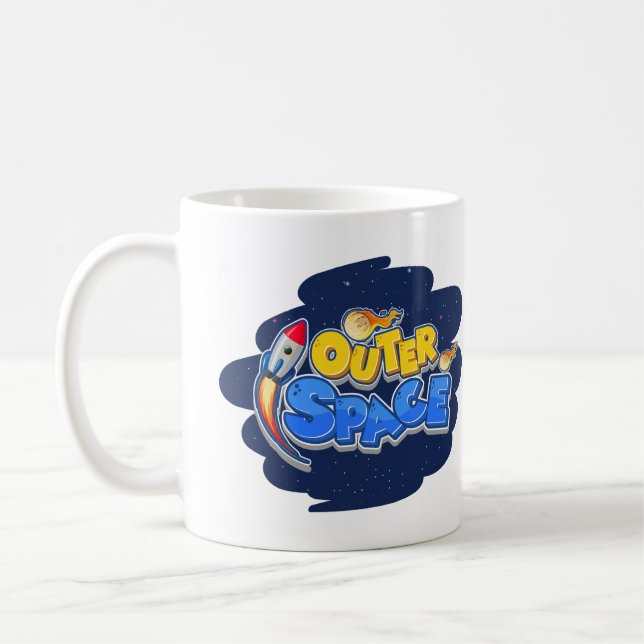 Mug Conception de fusée de dessin animé dans l'espace  (Gauche)